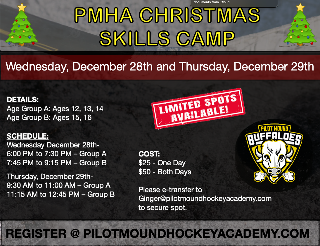 You are currently viewing PMHA To Host Christmas Skills Camp